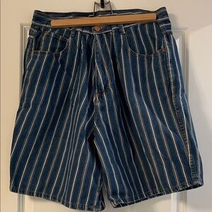 Backroad Blues Jeans Blue & White Striped Women's Denim Shorts